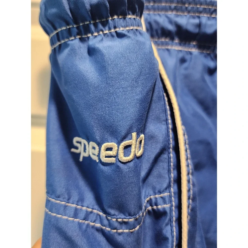 Speedo Vintage 90s Blue Swim Trunks Men's Large Cargo Pocket Board Shorts w/mesh